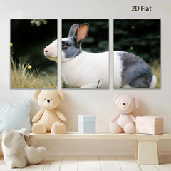 2D flat 1pc Charming Black White Rabbit Portrait Farm Animal Wall Art Canvas Print for Living Room Bedroom Decor Modern Rustic Gallery Wrapped Tealight