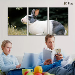 2D flat 1pc Charming Black White Rabbit Portrait Farm Animal Wall Art Canvas Print for Living Room Bedroom Decor Modern Rustic Gallery Wrapped Tealight