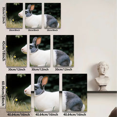 2D flat 1pc Charming Black White Rabbit Portrait Farm Animal Wall Art Canvas Print for Living Room Bedroom Decor Modern Rustic Gallery Wrapped Tealight
