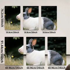 2D flat 1pc Charming Black White Rabbit Portrait Farm Animal Wall Art Canvas Print for Living Room Bedroom Decor Modern Rustic Gallery Wrapped Tealight