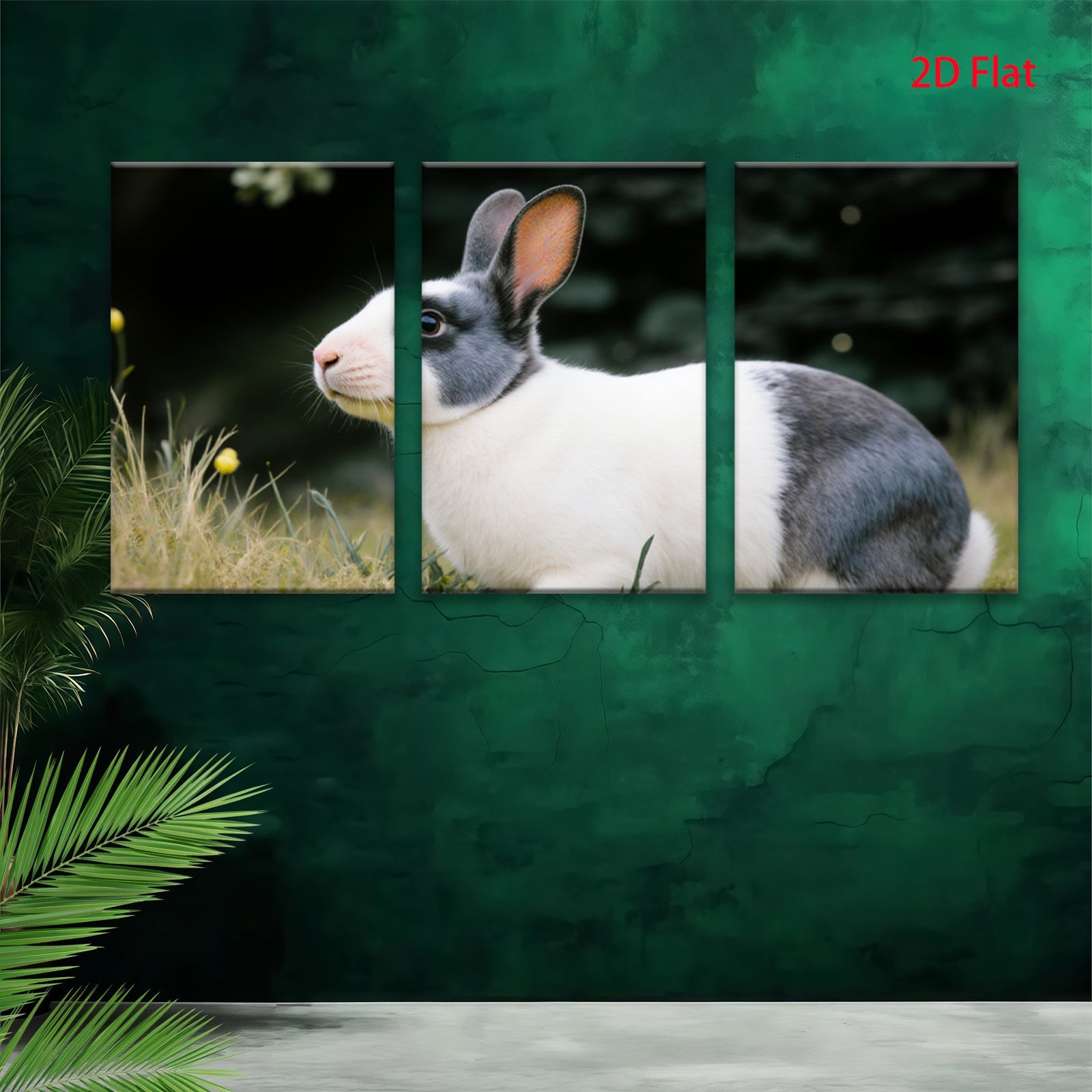 2D flat 1pc Charming Black White Rabbit Portrait Farm Animal Wall Art Canvas Print for Living Room Bedroom Decor Modern Rustic Gallery Wrapped Tealight