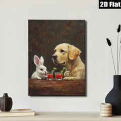 2D flat 1pc Charming Bunny Dog Cocktail Hour Wall Art Living Room Bedroom Decor Farmhouse Style Canvas Prints Modern Home Decorations