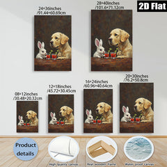2D flat 1pc Charming Bunny Dog Cocktail Hour Wall Art Living Room Bedroom Decor Farmhouse Style Canvas Prints Modern Home Decorations