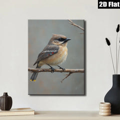 2D flat 1pc Charming Carolina Chickadee Perched Branch Woodland Wildlife Art Canvas Wall Decor Living Room Bedroom Gallery Wrapped Ready Hang Farmhouse Style