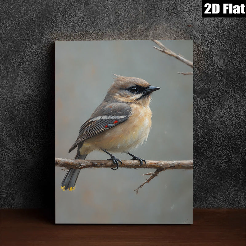 2D flat 1pc Charming Carolina Chickadee Perched Branch Woodland Wildlife Art Canvas Wall Decor Living Room Bedroom Gallery Wrapped Ready Hang Farmhouse Style