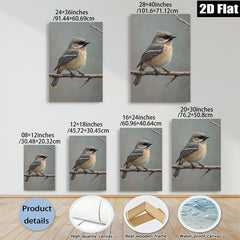 2D flat 1pc Charming Carolina Chickadee Perched Branch Woodland Wildlife Art Canvas Wall Decor Living Room Bedroom Gallery Wrapped Ready Hang Farmhouse Style