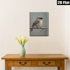2D flat 1pc Charming Carolina Chickadee Perched Branch Woodland Wildlife Art Canvas Wall Decor Living Room Bedroom Gallery Wrapped Ready Hang Farmhouse Style