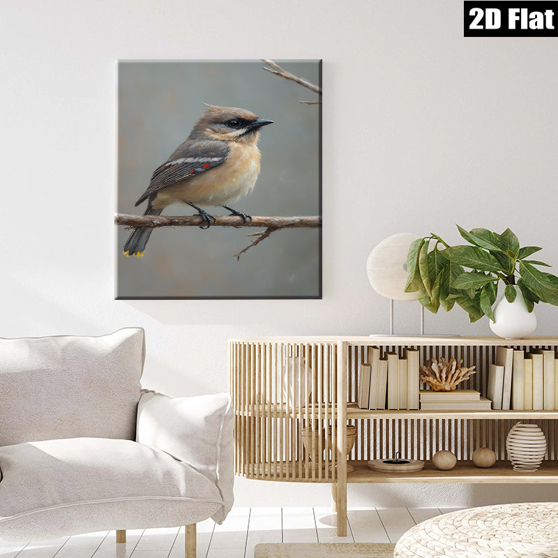 2D flat 1pc Charming Carolina Chickadee Perched Branch Woodland Wildlife Art Canvas Wall Decor Living Room Bedroom Gallery Wrapped Ready Hang Farmhouse Style