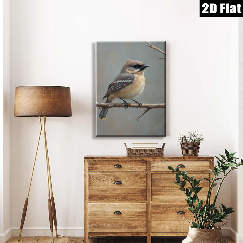 2D flat 1pc Charming Carolina Chickadee Perched Branch Woodland Wildlife Art Canvas Wall Decor Living Room Bedroom Gallery Wrapped Ready Hang Farmhouse Style