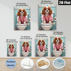 2D flat 1pc Charming Cavalier King Charles Spaniel bathroom humor wall art canvas prints for home decor farmhouse style living room bedroom modern gallery wrapped