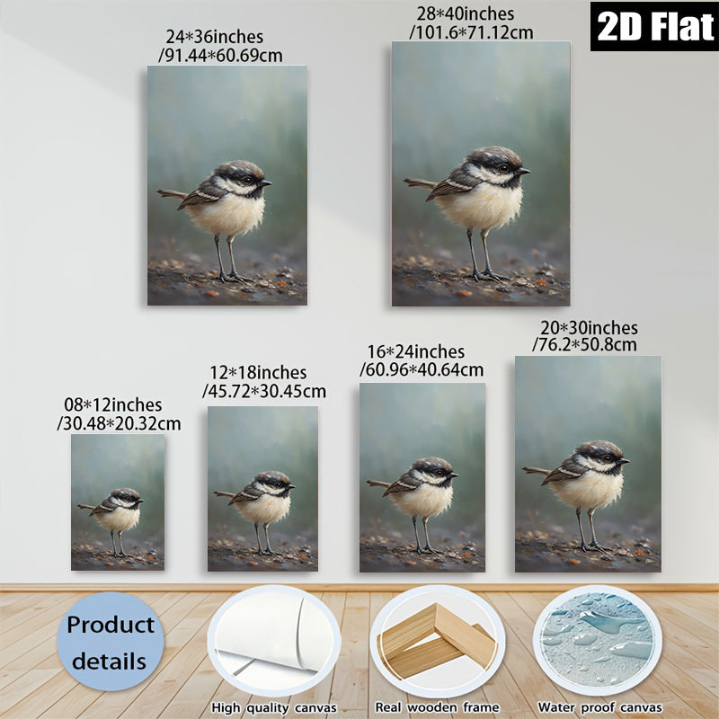 2D flat 1pc Charming Chickadee Portrait Woodland Bird Art Gallery Wall Decor Living Room Bedroom Modern Farmhouse Style Canvas Print Ready to Hang