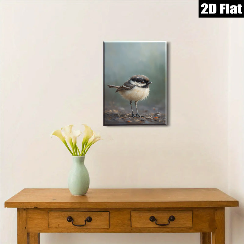 2D flat 1pc Charming Chickadee Portrait Woodland Bird Art Gallery Wall Decor Living Room Bedroom Modern Farmhouse Style Canvas Print Ready to Hang