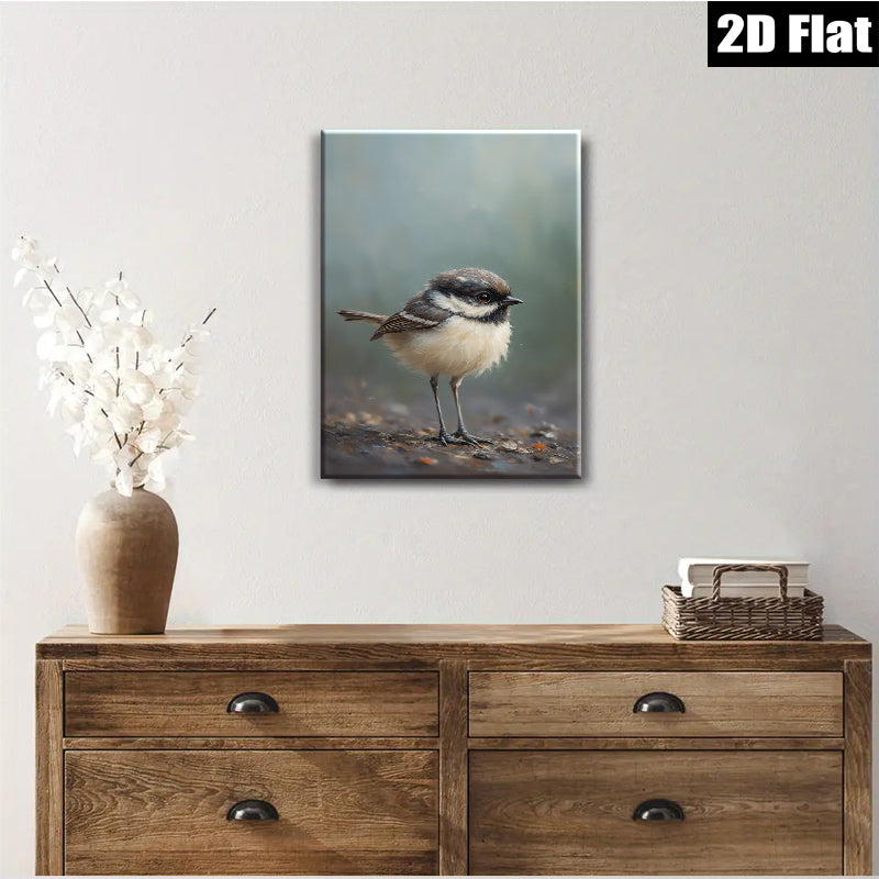 2D flat 1pc Charming Chickadee Portrait Woodland Bird Art Gallery Wall Decor Living Room Bedroom Modern Farmhouse Style Canvas Print Ready to Hang