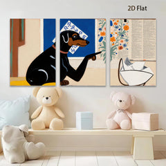 2D flat 1pc Charming Dachshund Views Floral Still Life Gallery Wall Art Modern Farmhouse Living Room Bedroom Decor