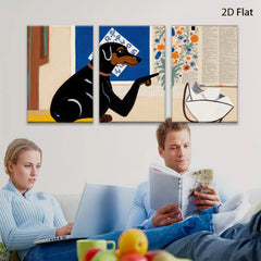 2D flat 1pc Charming Dachshund Views Floral Still Life Gallery Wall Art Modern Farmhouse Living Room Bedroom Decor