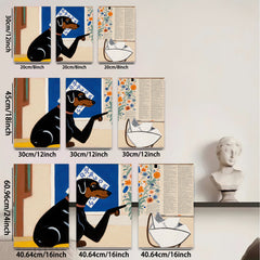 2D flat 1pc Charming Dachshund Views Floral Still Life Gallery Wall Art Modern Farmhouse Living Room Bedroom Decor