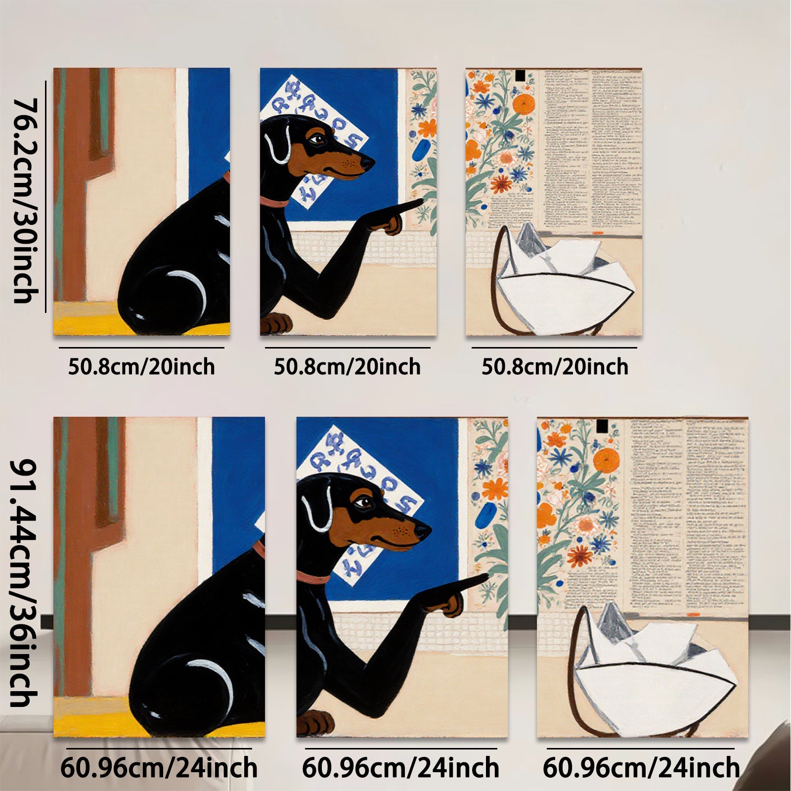 2D flat 1pc Charming Dachshund Views Floral Still Life Gallery Wall Art Modern Farmhouse Living Room Bedroom Decor