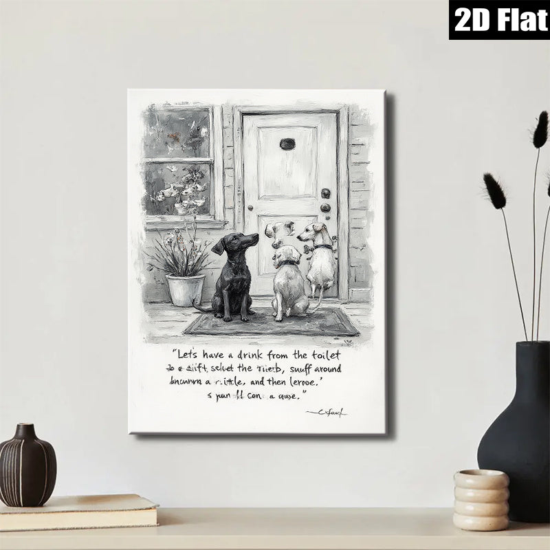 2D flat 1pc Charming Dachshunds greet visitors near front door farmhouse style wall art living room bedroom decor gallery wrapped canvas prints