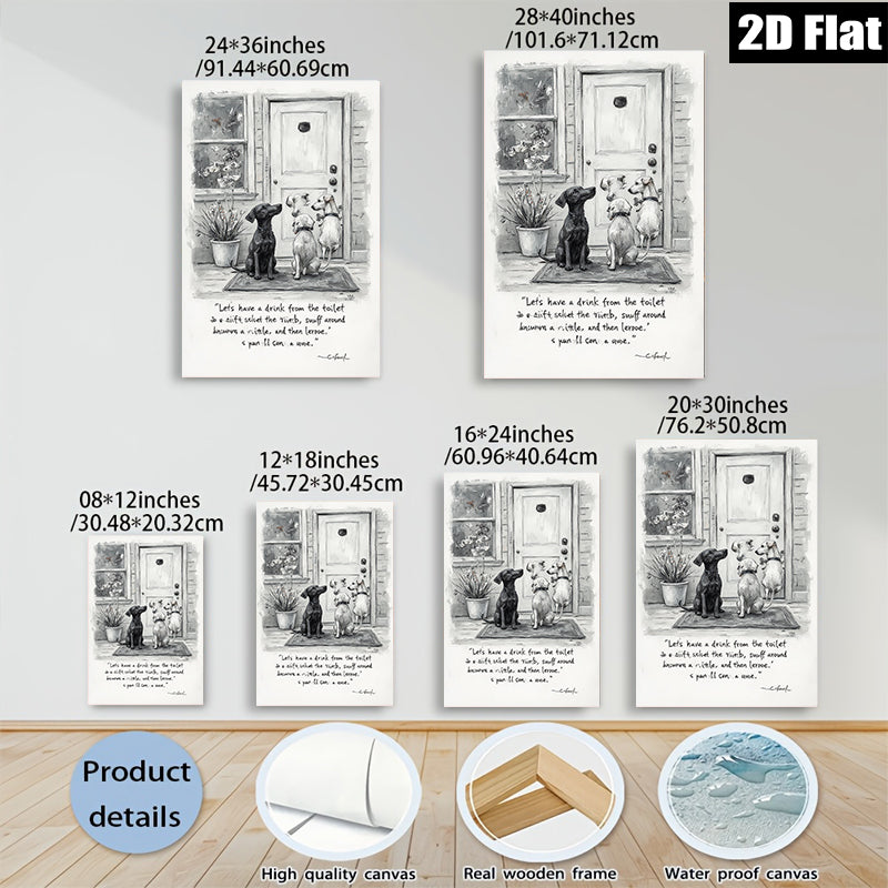 2D flat 1pc Charming Dachshunds greet visitors near front door farmhouse style wall art living room bedroom decor gallery wrapped canvas prints