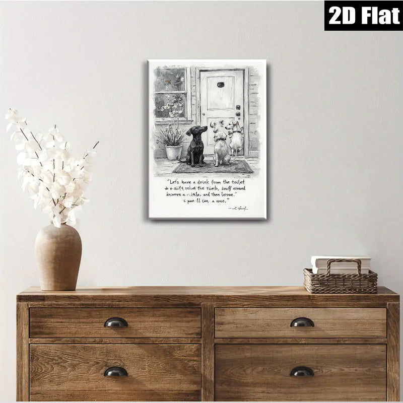 2D flat 1pc Charming Dachshunds greet visitors near front door farmhouse style wall art living room bedroom decor gallery wrapped canvas prints