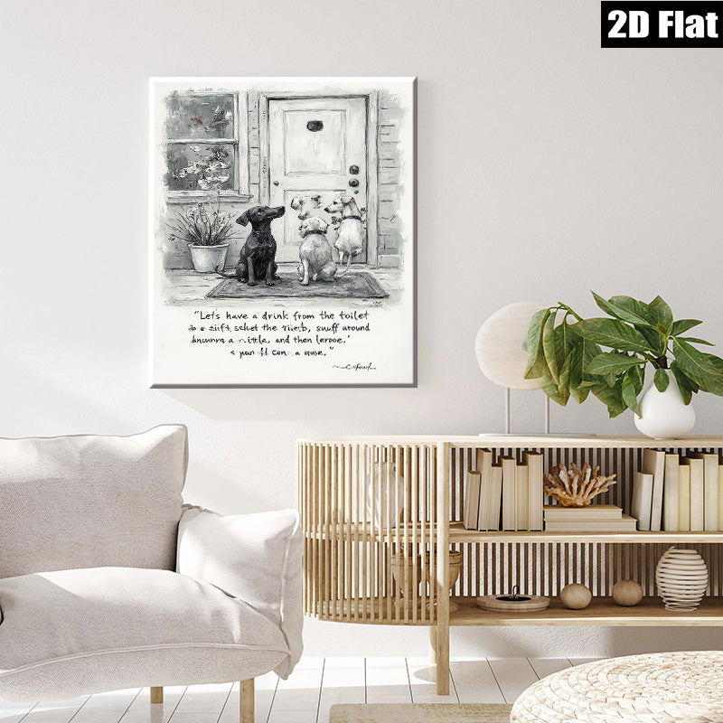 2D flat 1pc Charming Dachshunds greet visitors near front door farmhouse style wall art living room bedroom decor gallery wrapped canvas prints