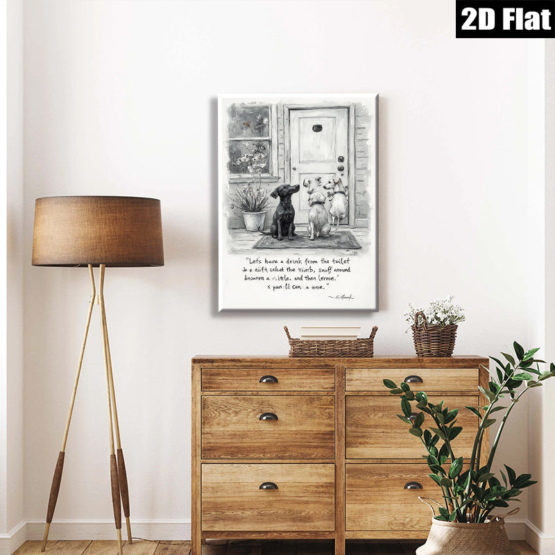 2D flat 1pc Charming Dachshunds greet visitors near front door farmhouse style wall art living room bedroom decor gallery wrapped canvas prints