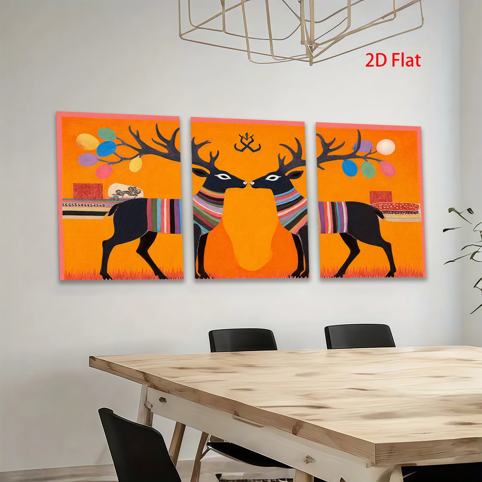 2D flat 1pc Charming Deer Couple Whimsical Wall Art Farmhouse Decor Living Room Bedroom Gallery Wrapped Canvas Prints Modern Art Rustic Home Décor