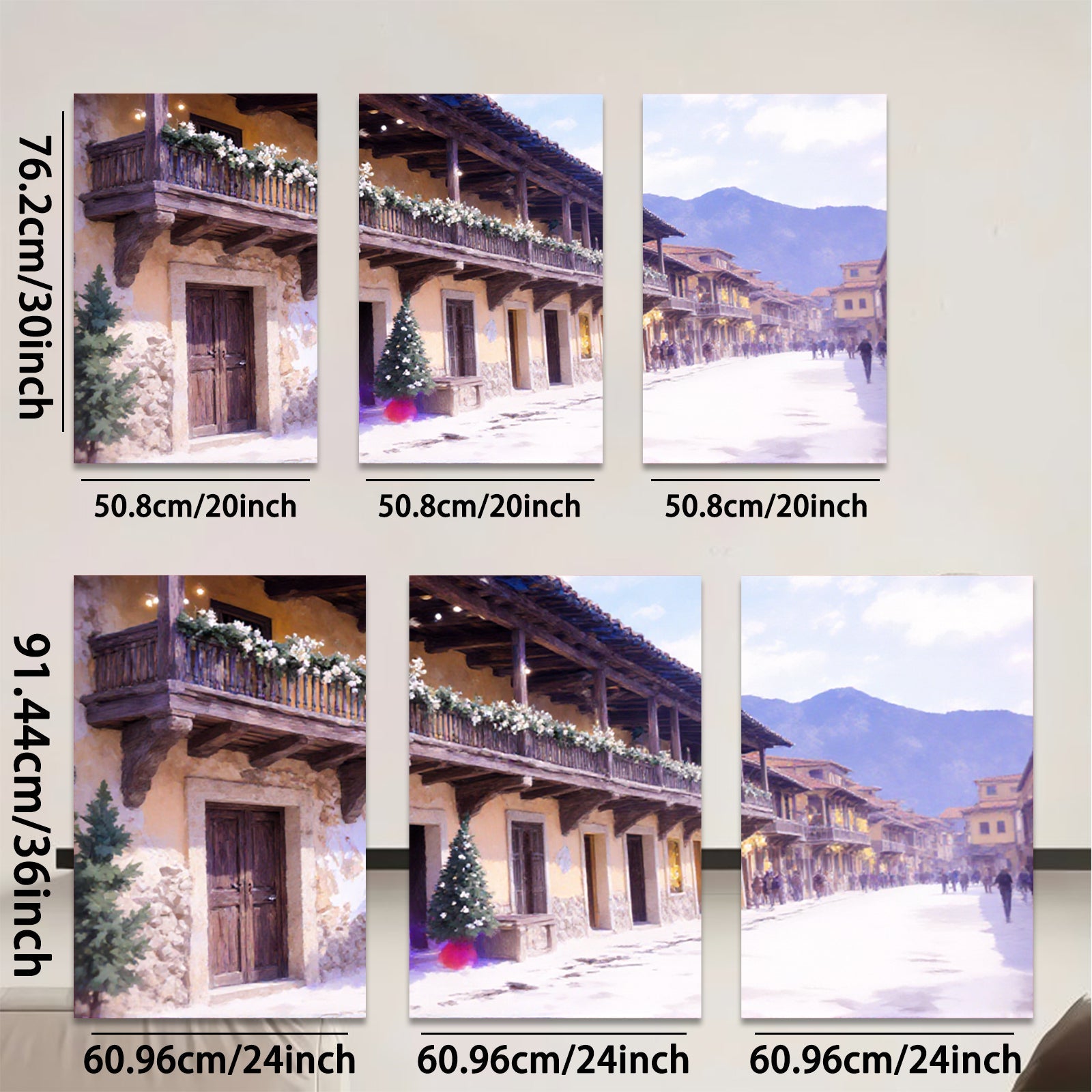 2D flat 1pc Charming European Street Scene Wall Art Living Room Bedroom Decor Gallery Wrapped Canvas Prints for Home Office Modern Farmhouse Rustic Style