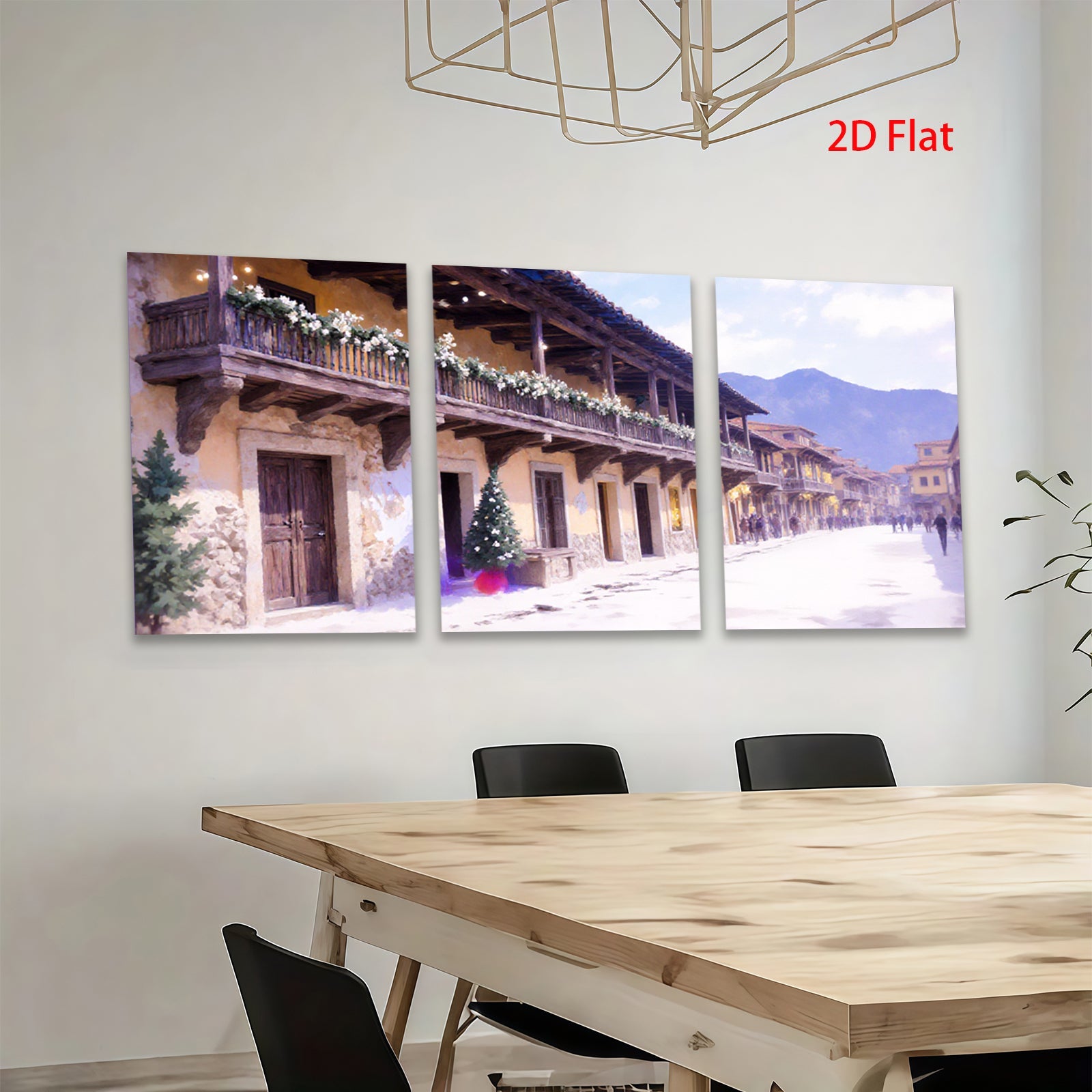 2D flat 1pc Charming European Street Scene Wall Art Living Room Bedroom Decor Gallery Wrapped Canvas Prints for Home Office Modern Farmhouse Rustic Style