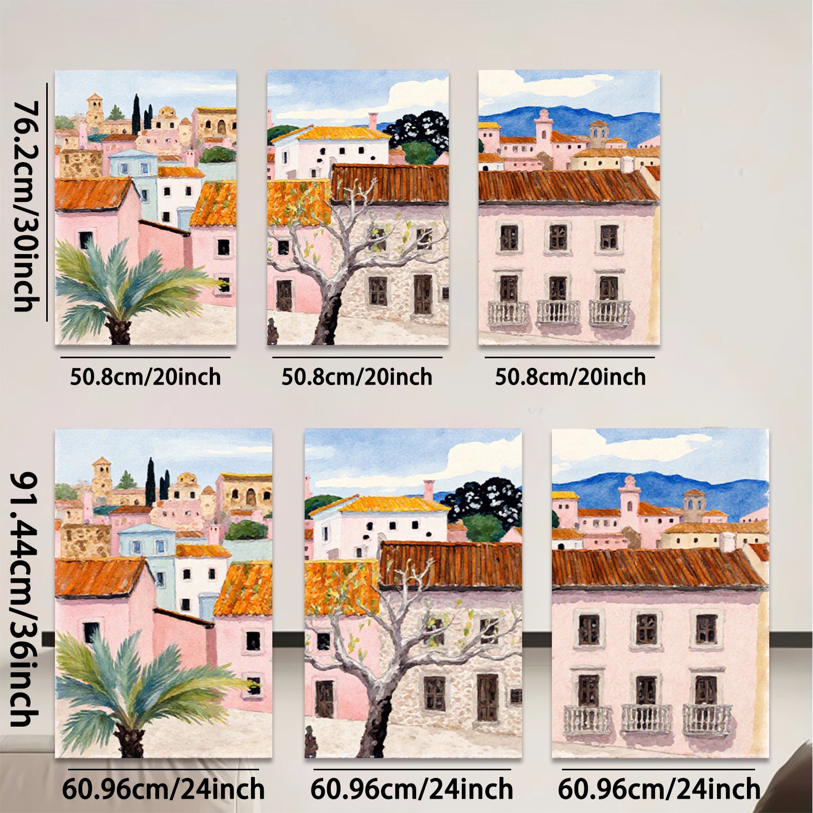 2D flat 1pc Charming European Village Street Scene Wall Art for Living Room Bedroom Home Decor Farmhouse Style Canvas Prints Ready to Hang Modern Artwork