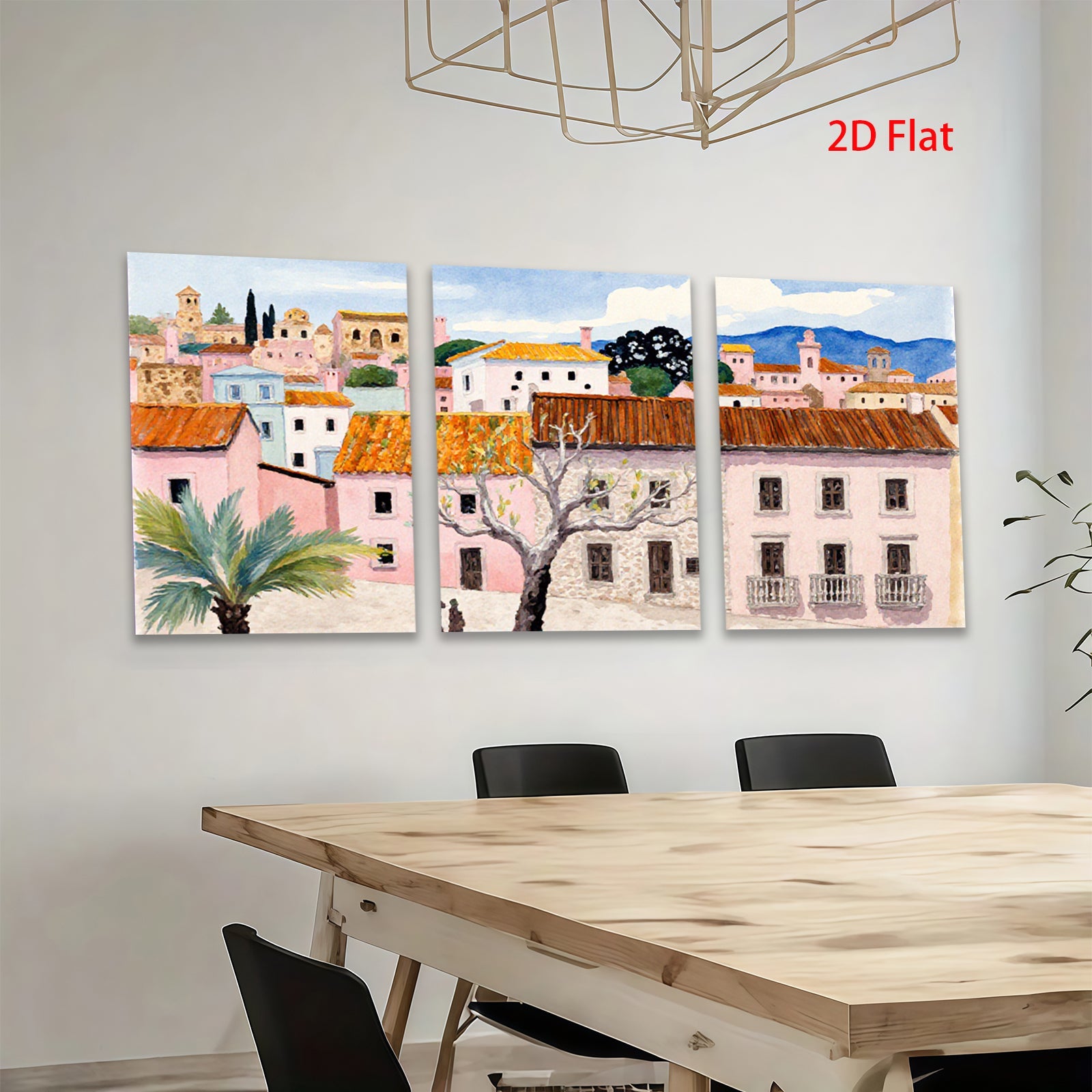 2D flat 1pc Charming European Village Street Scene Wall Art for Living Room Bedroom Home Decor Farmhouse Style Canvas Prints Ready to Hang Modern Artwork