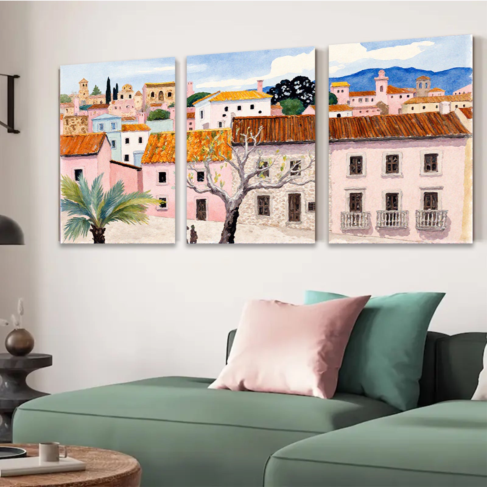 2D flat 1pc Charming European Village Street Scene Wall Art for Living Room Bedroom Home Decor Farmhouse Style Canvas Prints Ready to Hang Modern Artwork