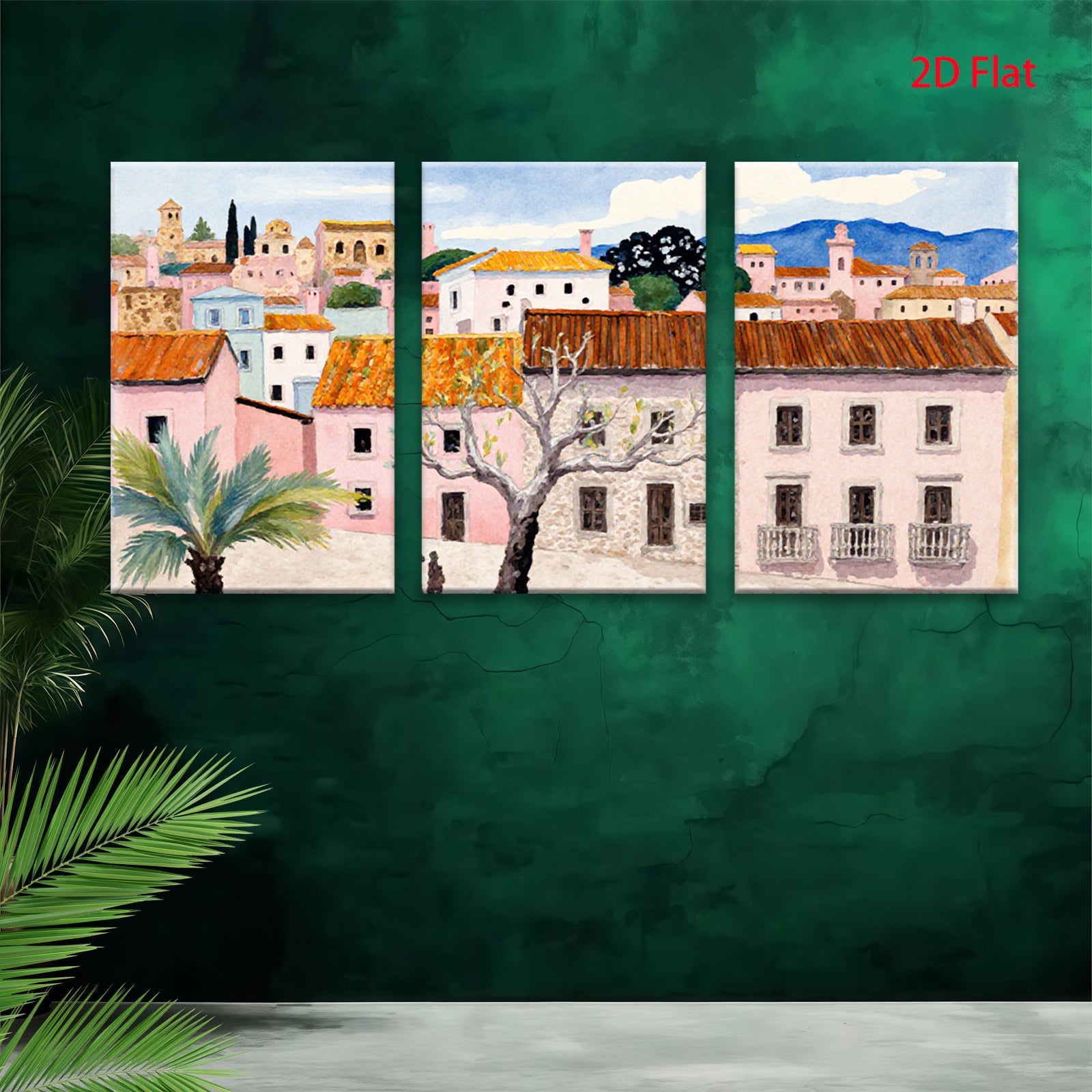2D flat 1pc Charming European Village Street Scene Wall Art for Living Room Bedroom Home Decor Farmhouse Style Canvas Prints Ready to Hang Modern Artwork