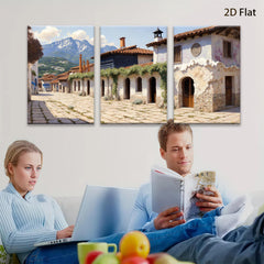2D flat 1pc Charming European Village Street Scene Wall Art for Living Room Bedroom Home Decor Gallery Wrapped Canvas Prints Modern Farmhouse Style