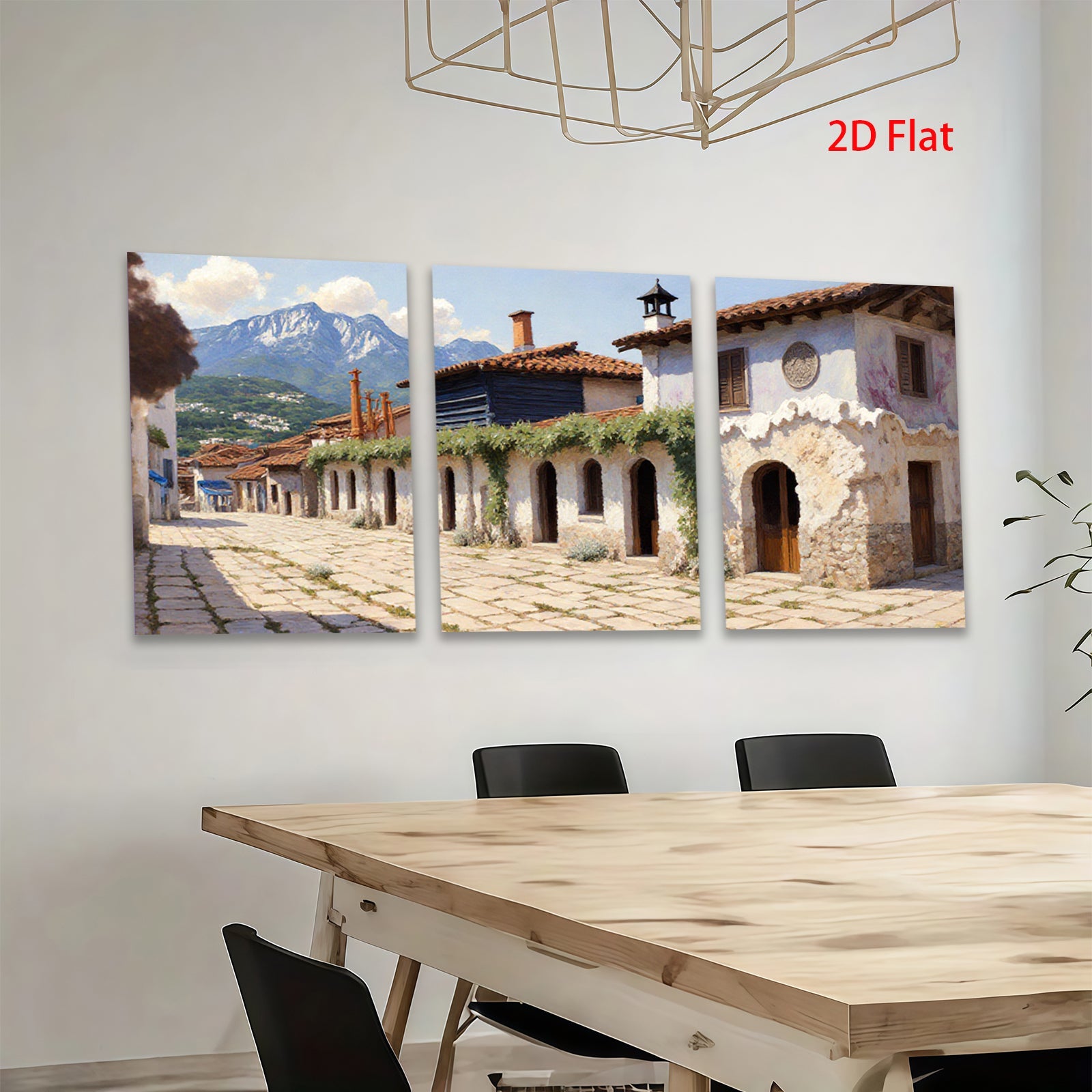 2D flat 1pc Charming European Village Street Scene Wall Art for Living Room Bedroom Home Decor Gallery Wrapped Canvas Prints Modern Farmhouse Style