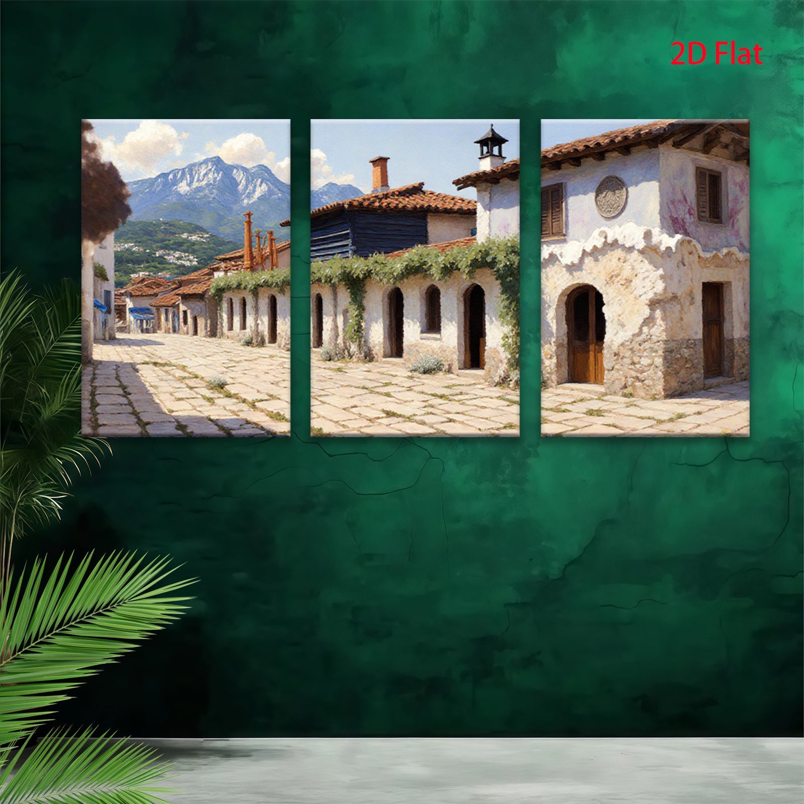 2D flat 1pc Charming European Village Street Scene Wall Art for Living Room Bedroom Home Decor Gallery Wrapped Canvas Prints Modern Farmhouse Style