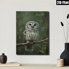 2D flat 1pc Charming Forest Owl Portrait Wildlife Art Wall Decor Living Room Bedroom Gallery Wrapped Canvas Print Modern Farmhouse Aesthetic