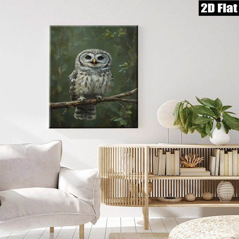 2D flat 1pc Charming Forest Owl Portrait Wildlife Art Wall Decor Living Room Bedroom Gallery Wrapped Canvas Print Modern Farmhouse Aesthetic