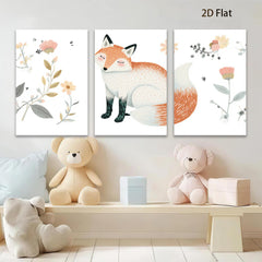 2D flat 1pc Charming Fox Wall Art Botanical Prints Living Room Bedroom Decor Farmhouse Style Canvas Paintings Modern Home Accents