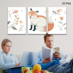 2D flat 1pc Charming Fox Wall Art Botanical Prints Living Room Bedroom Decor Farmhouse Style Canvas Paintings Modern Home Accents