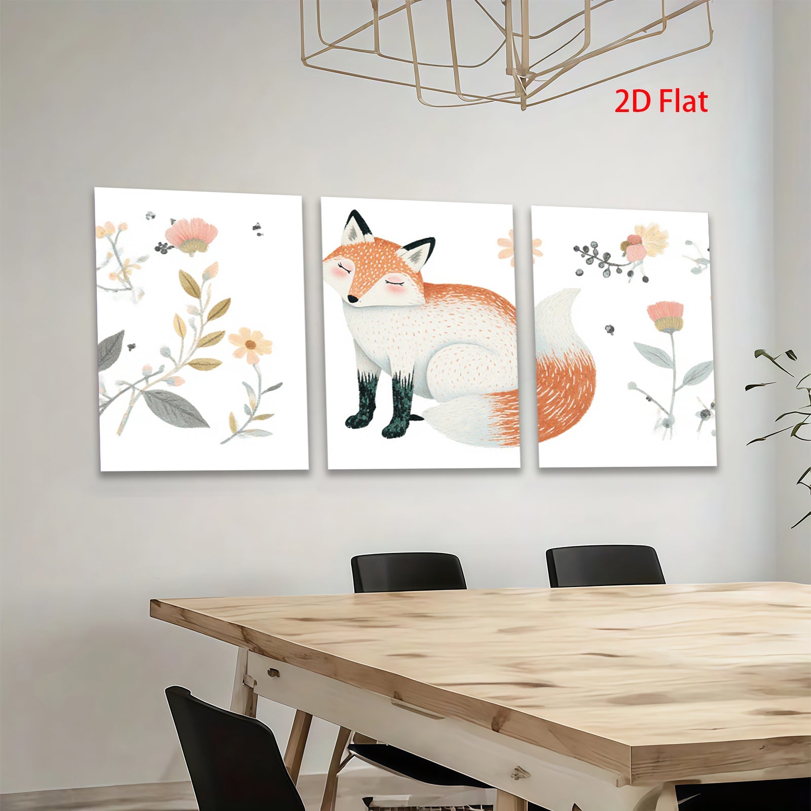 2D flat 1pc Charming Fox Wall Art Botanical Prints Living Room Bedroom Decor Farmhouse Style Canvas Paintings Modern Home Accents