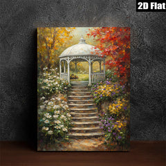 2D flat 1pc Charming Garden Pathway Floral Arbor Scene Wall Art for Living Room Bedroom Home Decor Rustic Farmhouse Style Gallery Wrapped Canvas Prints