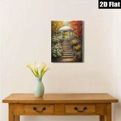 2D flat 1pc Charming Garden Pathway Floral Arbor Scene Wall Art for Living Room Bedroom Home Decor Rustic Farmhouse Style Gallery Wrapped Canvas Prints