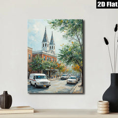 2D flat 1pc Charming Historic Street Scene Canvas Wall Art for Living Room Bedroom Home Decor farmhouse style gallery wrapped ready to hang