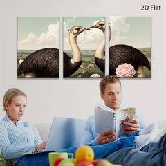 2D flat 1pc Charming Ostriches Embrace Floral Beauty Farmhouse Wall Art Living Room Decor Gallery Wrapped Canvas Prints Modern Rustic Home Decorations