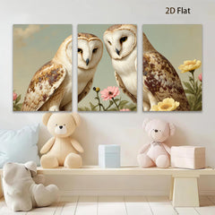 2D flat 1pc Charming Owl Pair Floral Backdrop Gallery Wall Art Living Room Bedroom Decor Farmhouse Style Canvas Prints Modern Home Decoration
