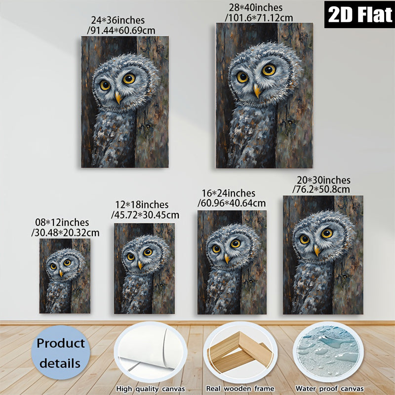 2D flat 1pc Charming Owl Portrait Woodland Wildlife Art Home Decor Living Room Bedroom Gallery Wall Rustic Farmhouse Style Modern Canvas Prints