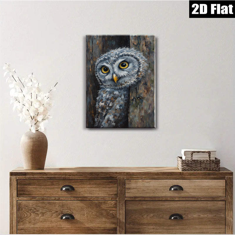 2D flat 1pc Charming Owl Portrait Woodland Wildlife Art Home Decor Living Room Bedroom Gallery Wall Rustic Farmhouse Style Modern Canvas Prints