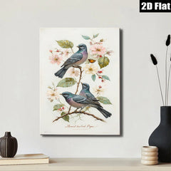 2D flat 1pc Charming Purple Finch Pair Songbird Floral Branch Wall Decor Living Room Bedroom Modern Farmhouse Aesthetic Gallery Wrapped Canvas Print
