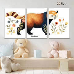 2D flat 1pc Charming Red Panda Botanical Wall Art Canvas Print for Living Room Bedroom Home Decor Farmhouse Style Gallery Wrapped Ready to Hang